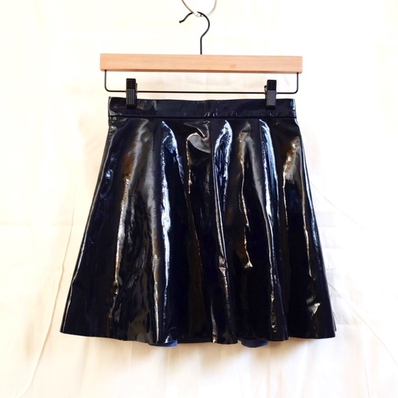 LaPointe Patent Leather Mini-Skirt - Midnight Blue SS 2014 - NWOT - Picture 1 of 4